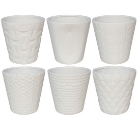 MACETERO CERAMICA 15,8X15,8X15,2CM 6STD BLANCO