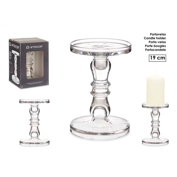 CANDELABRO CRISTAL ANILLO S 19CM