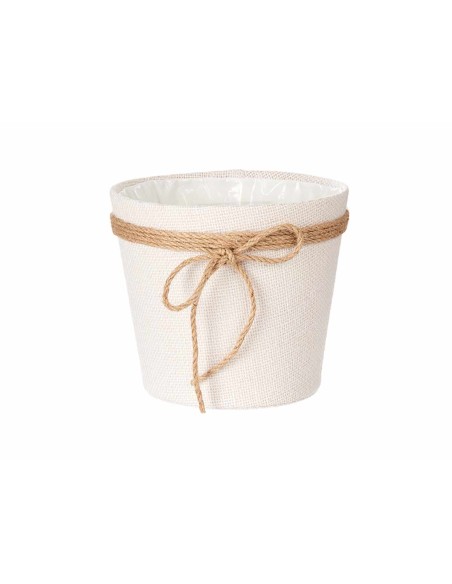 MACETERO TELA CON LAZO 18X16CM BLANCO