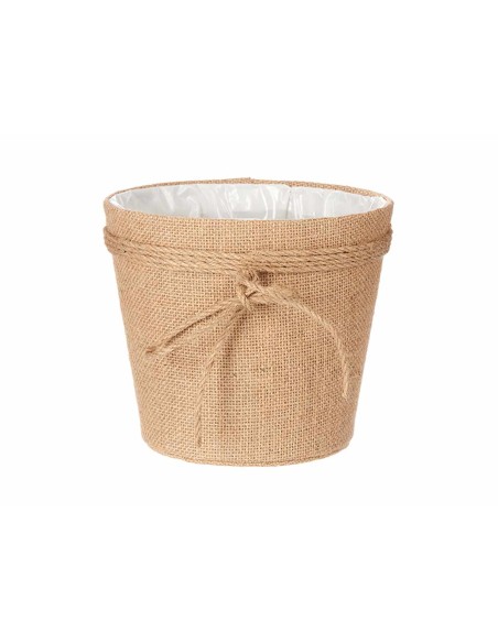 MACETERO TELA CON LAZO 18X16CM MARRÓN