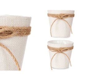 MACETERO TELA CON LAZO 12,5X12CM BLANCO