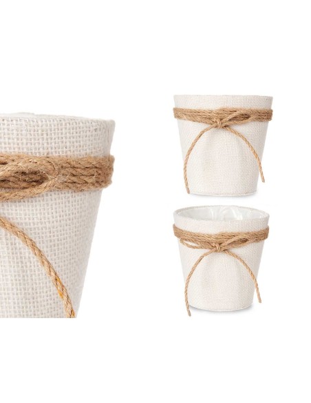 MACETERO TELA CON LAZO 12,5X12CM BLANCO