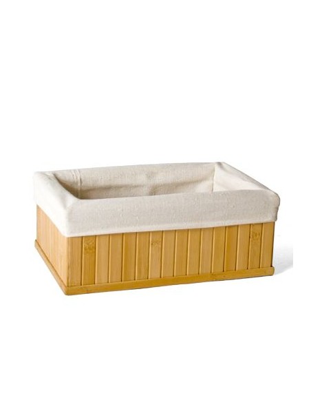 CESTA BAMBU CON TELA 33X23X14 CM
