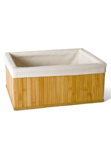 CESTA BAMBU CON TELA 38X28X16 CM