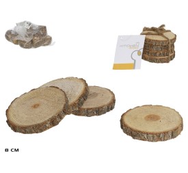 SET 4 POSAVASOS MADERA 8CM