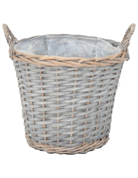 CESTO MIMBRE NATURAL CON FORRO TONO GRISACEO  D29H24
