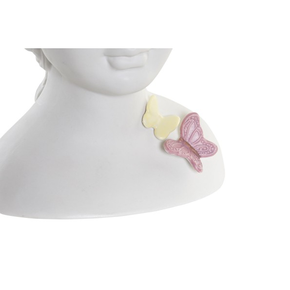 JARRON PORCELANA 17,5X16X23 CARA CON FLORES BLANCO.