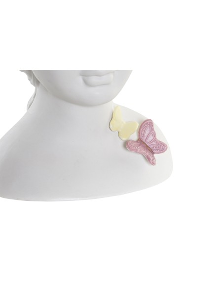 JARRON PORCELANA 17,5X16X23 CARA CON FLORES BLANCO.