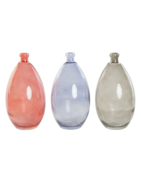 JARRON CRISTAL RECICLADO 14X14X30 ORGANICO 3 SURT.