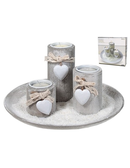 BANDEJA 24 CM CON PORTAVELAS CORAZON - M