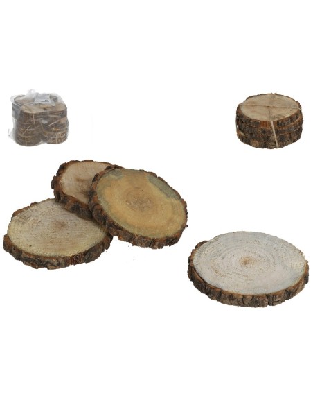 SET 4 POSAVASOS MADERA 10CM