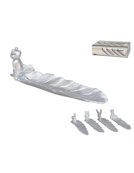 PORTA-INCIENSO SILVER ANIMAL 20,5X4,7X6CM 4 SURT.