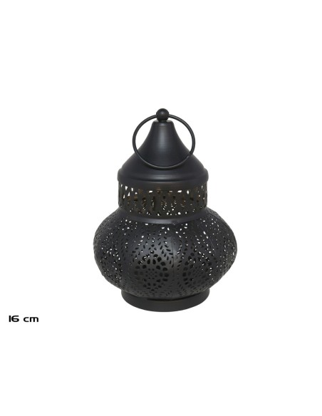 FAROL NEGRO Y ORO 12.5X12.5X16CM ASHOK