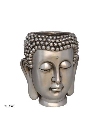 MACETERO CABEZA BUDA PLATA 26X24,5X31CM