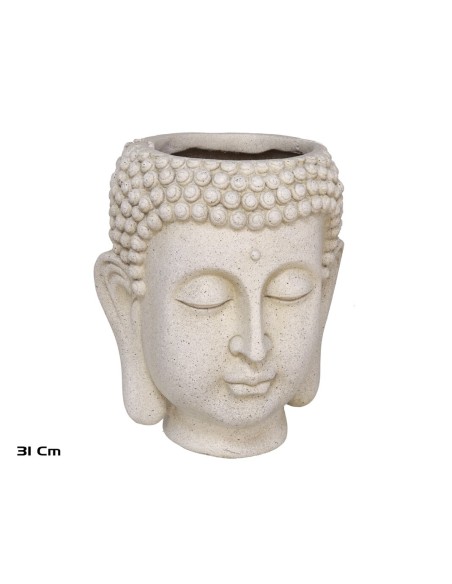 MACETERO CABEZA BUDA GRIS 26X24,5X31CM