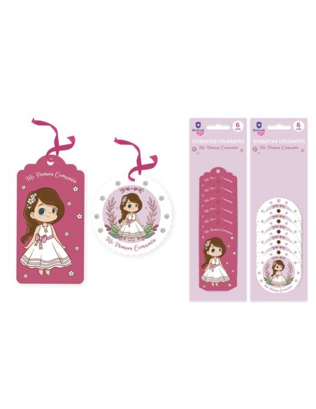 PRIMERA COMUNIÓN ETIQUETAS COLGANTES NIÑAS 6UN