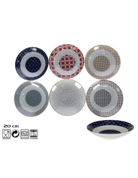 PLATO HONDO 20 CM ROMA 6 SURT.