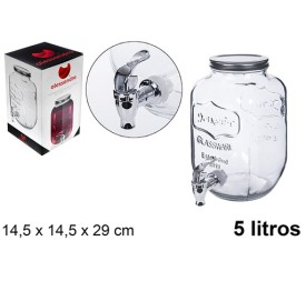 BOTE CRISTAL DISPENSADOR BEBIDAS GRIFO 5L