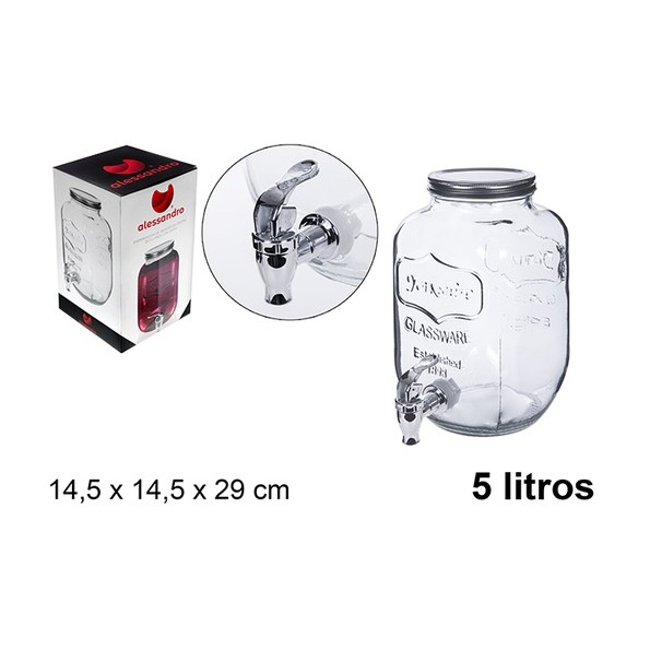 BOTE CRISTAL DISPENSADOR BEBIDAS GRIFO 5L