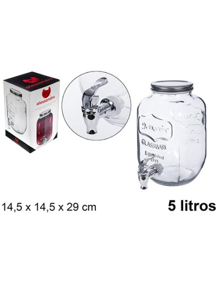 BOTE CRISTAL DISPENSADOR BEBIDAS GRIFO 5L