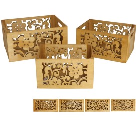 SET 3 CAJAS MADERA SEASONS 32X24X16CM 4S (0869)