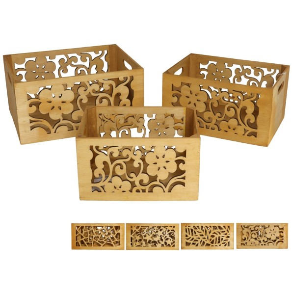 SET 3 CAJAS MADERA SEASONS 32X24X16CM 4S (0869)