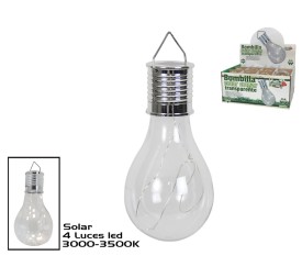 BOMBILLA SOLAR COLGAR TRANSPARENTE 4LED
