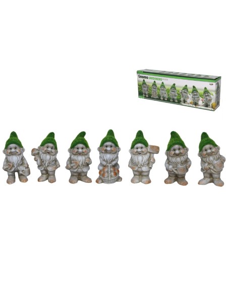 GNOMO JARDINERO 9,6x8,5x18,8CM TERRACOTA 7 SURTIDO