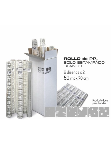 ROLLO P.P TRANSPARENTE ESTAMPADO BLANCO 70X50M
