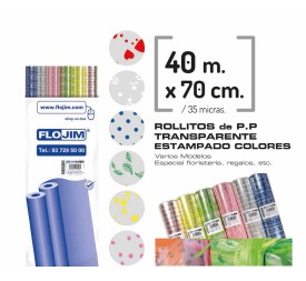 ROLLO P.P. TRANSPARENTE ESTAMPADO 70X40 M