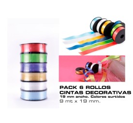 6 ROLLOS CINTA DECORATIVA 19MMX9M