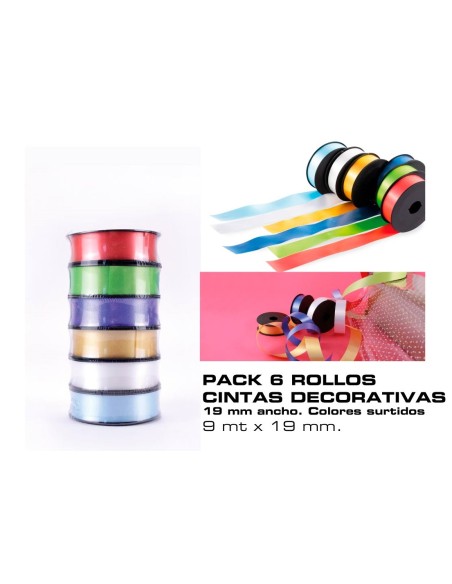 6 ROLLOS CINTA DECORATIVA 19MMX9M