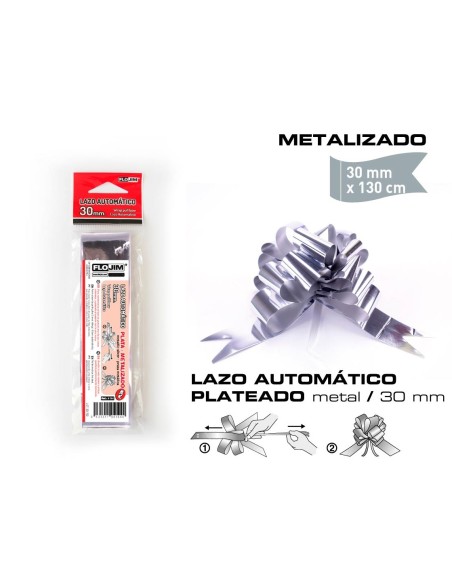 LAZO AUTOMATICO PLATA METALIZADO 30 mm