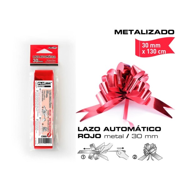 LAZO AUTOMATICO ROJO METALIZADO 30MM