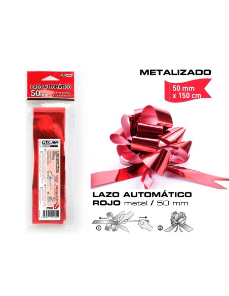 LAZO AUTOMATICO ROJO METALIZADO 50MM