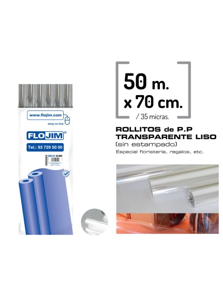 ROLLO P.P. TRANSPARENTE LISO 70X50M