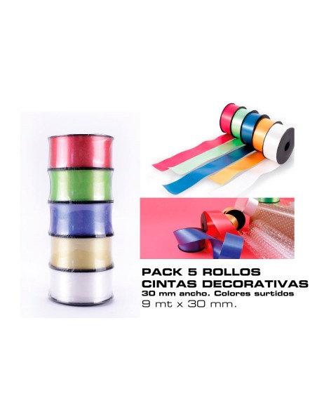 5 ROLLOS CINTA  DECORATIVA 30mmx9m
