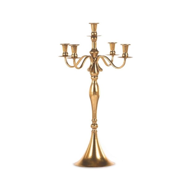 CANDELABRO 5 BRAZOS  METALICO ORO LUC. 36X36H63