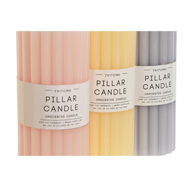 VELA CERA 7X7X17 500 GR, 3 SURT.