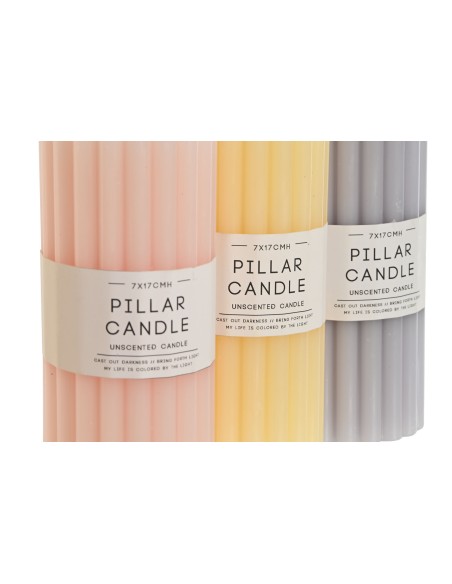 VELA CERA 7X7X17 500 GR, 3 SURT.