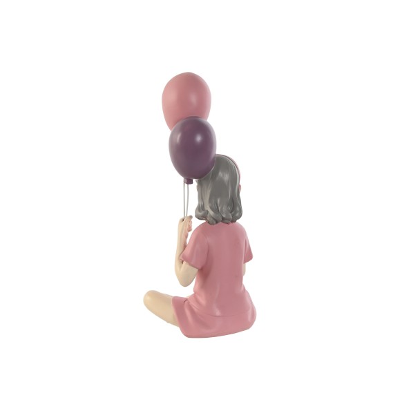 FIGURA RESINA 10,5X7,5X21 CHICA GLOBOS ROSA