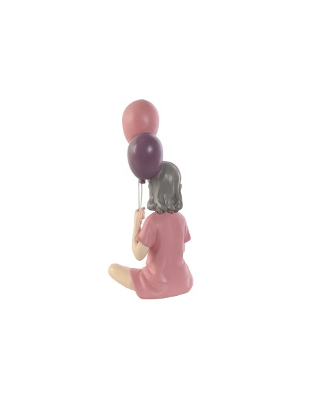 FIGURA RESINA 10,5X7,5X21 CHICA GLOBOS ROSA