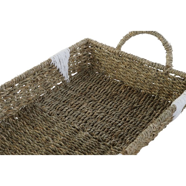 BANDEJA SET 3 SEAGRASS METAL 51X30,5X13 NATURAL