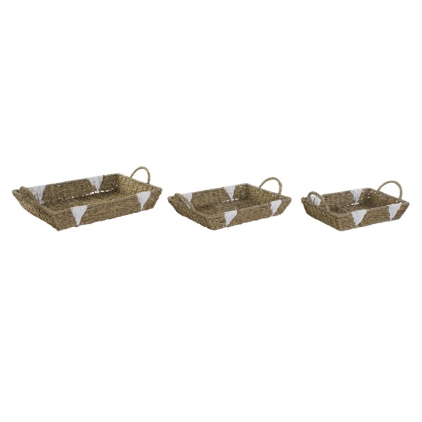 BANDEJA SET 3 SEAGRASS METAL 51X30,5X13 NATURAL