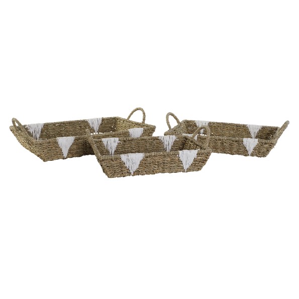 BANDEJA SET 3 SEAGRASS METAL 51X30,5X13 NATURAL