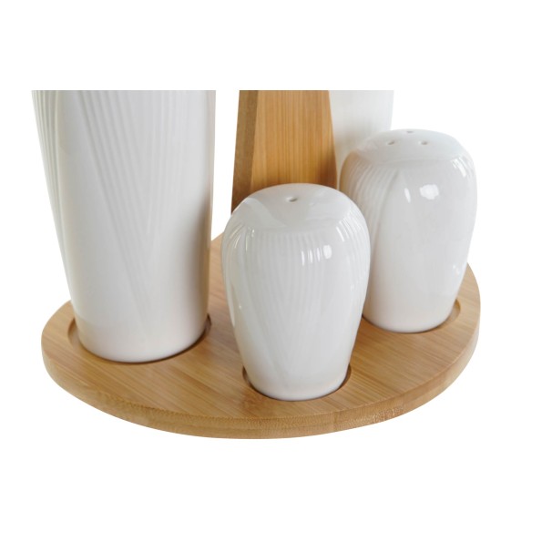 ACEITERA VINAGRERA SET 5 PORCELANA BAMBU 18X15X20