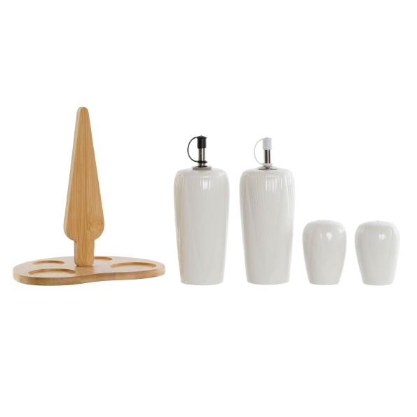 ACEITERA VINAGRERA SET 5 PORCELANA BAMBU 18X15X20