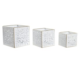MACETERO SET 3 METAL 15X15X15 HOJAS BLANCO