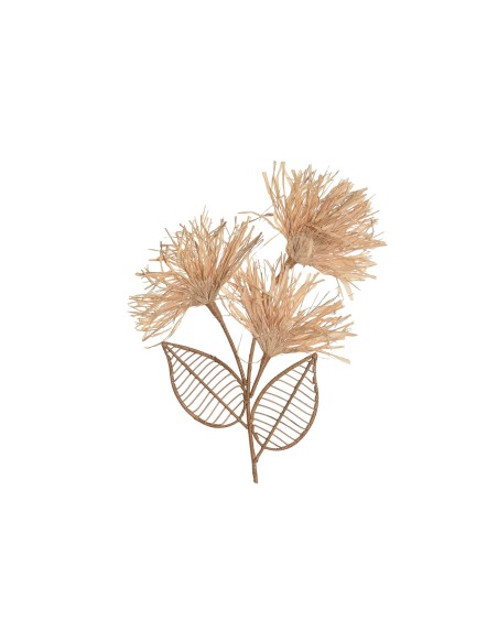 DECORACION PARED RAFIA METAL 49X1X65 FLORES
