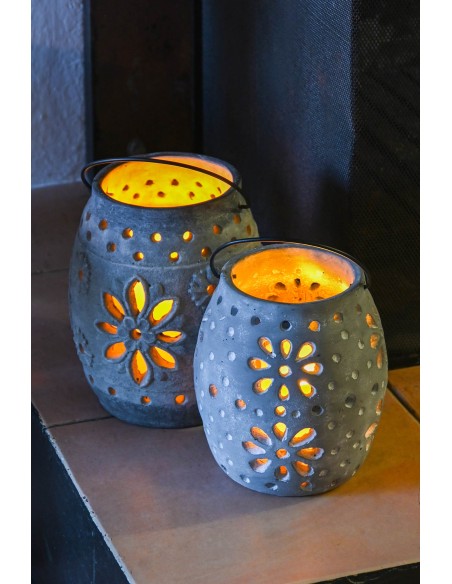 PORTAVELA CEMENTO 18X18X22 DESGASTADO GRIS